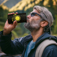 Kazakhstan National Emblem 4 in 1 Can Cooler Tumbler with Black Tribal Pattern and Sun Eagle Motif