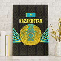 Kazakhstan National Emblem Canvas Wall Art with Black Tribal Pattern and Sun Eagle Motif