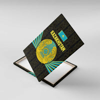 Kazakhstan National Emblem Canvas Wall Art with Black Tribal Pattern and Sun Eagle Motif