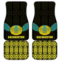Kazakhstan National Emblem Car Mats with Black Tribal Pattern and Sun Eagle Motif
