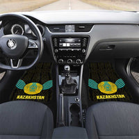 Kazakhstan National Emblem Car Mats with Black Tribal Pattern and Sun Eagle Motif