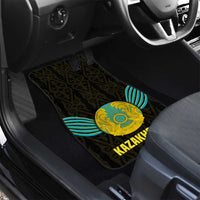 Kazakhstan National Emblem Car Mats with Black Tribal Pattern and Sun Eagle Motif
