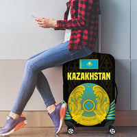 Kazakhstan National Emblem Luggage Cover with Black Tribal Pattern and Sun Eagle Motif