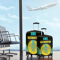Kazakhstan National Emblem Luggage Cover with Black Tribal Pattern and Sun Eagle Motif