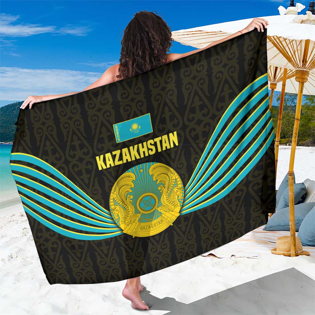 Kazakhstan National Emblem Sarong with Black Tribal Pattern and Sun Eagle Motif