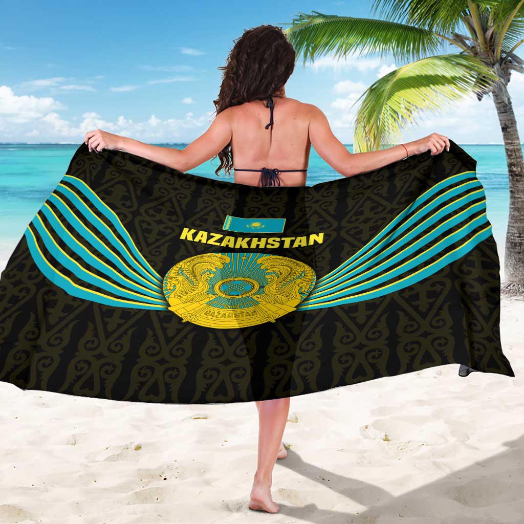 Kazakhstan National Emblem Sarong with Black Tribal Pattern and Sun Eagle Motif