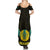Kazakhstan National Emblem Summer Maxi Dress with Black Tribal Pattern and Sun Eagle Motif