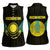Kazakhstan National Emblem Women Sleeveless Polo Shirt with Black Tribal Pattern and Sun Eagle Motif