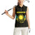 Kazakhstan National Emblem Women Sleeveless Polo Shirt with Black Tribal Pattern and Sun Eagle Motif