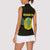 Kazakhstan National Emblem Women Sleeveless Polo Shirt with Black Tribal Pattern and Sun Eagle Motif