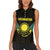 Kazakhstan National Emblem Women Sleeveless Polo Shirt with Black Tribal Pattern and Sun Eagle Motif
