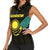 Kazakhstan National Emblem Women Sleeveless Polo Shirt with Black Tribal Pattern and Sun Eagle Motif