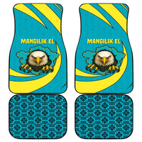 Kazakhstan National Flag Car Mats with Mangilik El Bald Eagle and Blue Tribal Pattern