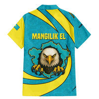 Kazakhstan National Flag Family Matching Mermaid Dress and Hawaiian Shirt with Mangilik El Bald Eagle and Blue Tribal Pattern