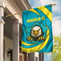 Kazakhstan National Flag Garden Flag with Mangilik El Bald Eagle and Blue Tribal Pattern