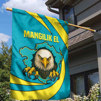 Kazakhstan National Flag Garden Flag with Mangilik El Bald Eagle and Blue Tribal Pattern