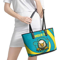Kazakhstan National Flag Leather Tote Bag with Mangilik El Bald Eagle and Blue Tribal Pattern