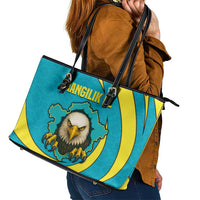 Kazakhstan National Flag Leather Tote Bag with Mangilik El Bald Eagle and Blue Tribal Pattern