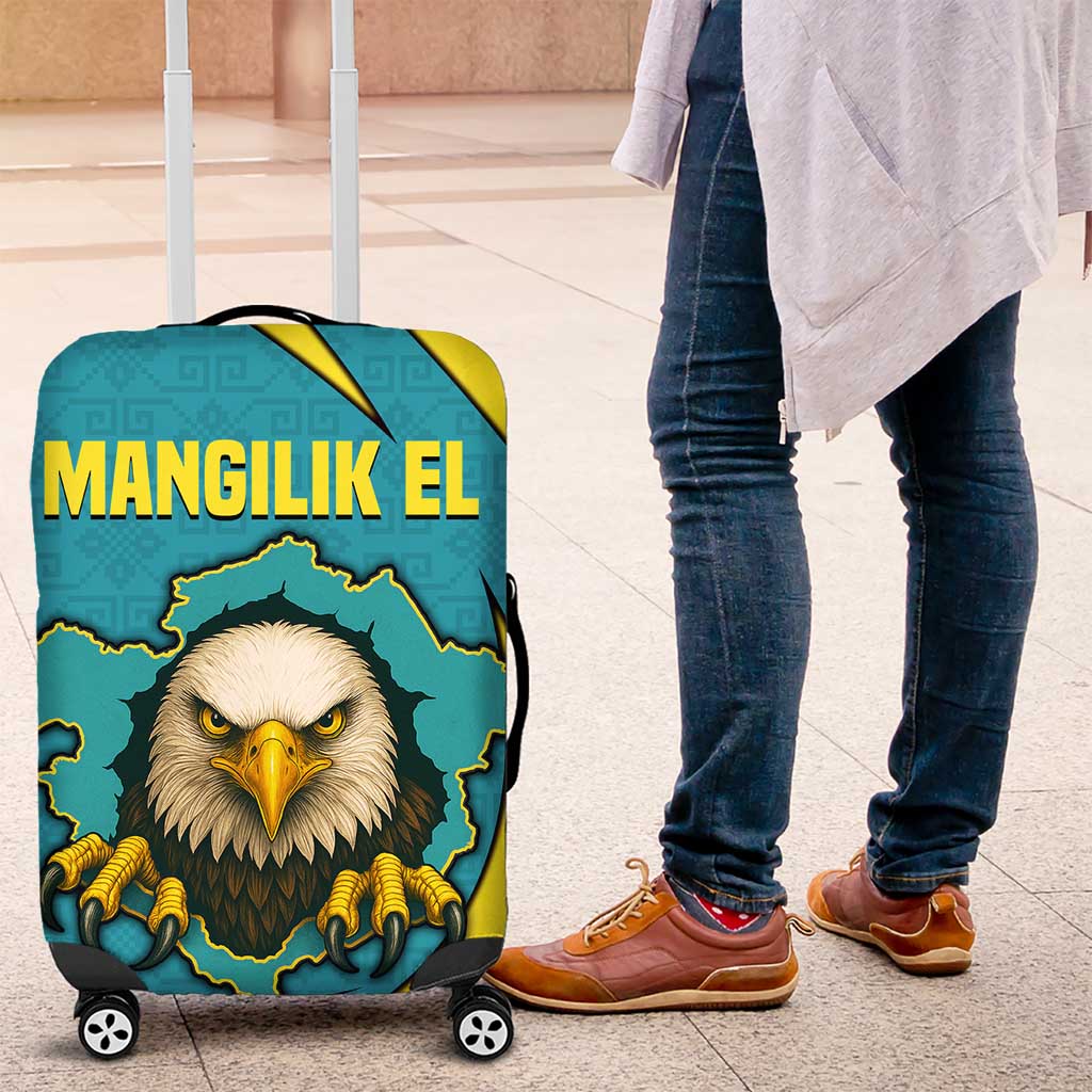 Kazakhstan National Flag Luggage Cover with Mangilik El Bald Eagle and Blue Tribal Pattern