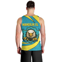 Kazakhstan National Flag Men Tank Top with Mangilik El Bald Eagle and Blue Tribal Pattern