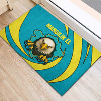 Kazakhstan National Flag Rubber Doormat with Mangilik El Bald Eagle and Blue Tribal Pattern
