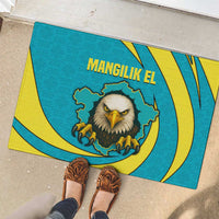 Kazakhstan National Flag Rubber Doormat with Mangilik El Bald Eagle and Blue Tribal Pattern