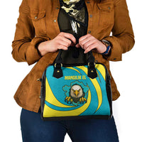 Kazakhstan National Flag Shoulder Handbag with Mangilik El Bald Eagle and Blue Tribal Pattern