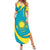 Kazakhstan National Flag Summer Maxi Dress with Mangilik El Bald Eagle and Blue Tribal Pattern