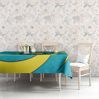 Kazakhstan National Flag Tablecloth with Mangilik El Bald Eagle and Blue Tribal Pattern