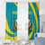Kazakhstan National Flag Window Curtain with Mangilik El Bald Eagle and Blue Tribal Pattern