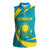 Kazakhstan National Flag Women Sleeveless Polo Shirt with Mangilik El Bald Eagle and Blue Tribal Pattern