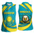 Kazakhstan National Flag Women Sleeveless Polo Shirt with Mangilik El Bald Eagle and Blue Tribal Pattern