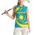 Kazakhstan National Flag Women Sleeveless Polo Shirt with Mangilik El Bald Eagle and Blue Tribal Pattern