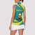 Kazakhstan National Flag Women Sleeveless Polo Shirt with Mangilik El Bald Eagle and Blue Tribal Pattern