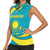 Kazakhstan National Flag Women Sleeveless Polo Shirt with Mangilik El Bald Eagle and Blue Tribal Pattern