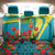 Kazakhstan National Flag Back Car Seat Cover with Red Tulip Bloom and Blue Yellow Ethnic Motif