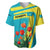 Kazakhstan National Flag Baseball Jersey with Red Tulip Bloom and Blue Yellow Ethnic Motif