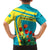 Kazakhstan National Flag Family Matching Summer Maxi Dress and Hawaiian Shirt with Red Tulip Bloom and Blue Yellow Ethnic Motif
