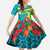 Kazakhstan National Flag Family Matching Summer Maxi Dress and Hawaiian Shirt with Red Tulip Bloom and Blue Yellow Ethnic Motif