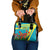 Kazakhstan National Flag Shoulder Handbag with Red Tulip Bloom and Blue Yellow Ethnic Motif
