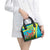 Kazakhstan National Flag Shoulder Handbag with Red Tulip Bloom and Blue Yellow Ethnic Motif