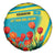 Kazakhstan National Flag Spare Tire Cover with Red Tulip Bloom and Blue Yellow Ethnic Motif
