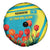 Kazakhstan National Flag Spare Tire Cover with Red Tulip Bloom and Blue Yellow Ethnic Motif