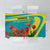 Kazakhstan National Flag Tablecloth with Red Tulip Bloom and Blue Yellow Ethnic Motif