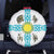 Kazakhstan National Symbols Spare Tire Cover with Tribal Animal Crest and Blue Ethnic Motif on White