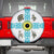 Kazakhstan National Symbols Spare Tire Cover with Tribal Animal Crest and Blue Ethnic Motif on White