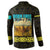 Kazakhstan Born Free Riding Far Button Sweatshirt with Wild Horses and Gold Tribal Pattern on Black