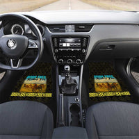 Kazakhstan Born Free Riding Far Car Mats with Wild Horses and Gold Tribal Pattern on Black