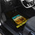 Kazakhstan Born Free Riding Far Car Mats with Wild Horses and Gold Tribal Pattern on Black