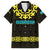 Kazakhstan Born Free Riding Far Family Matching Puletasi and Hawaiian Shirt with Wild Horses and Gold Tribal Pattern on Black